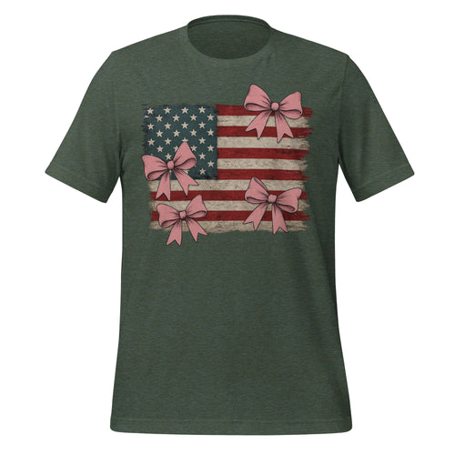 Vintage USA Flag Coquette Bow Tee