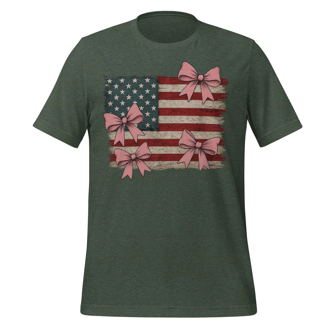 Vintage USA Flag Coquette Bow Tee